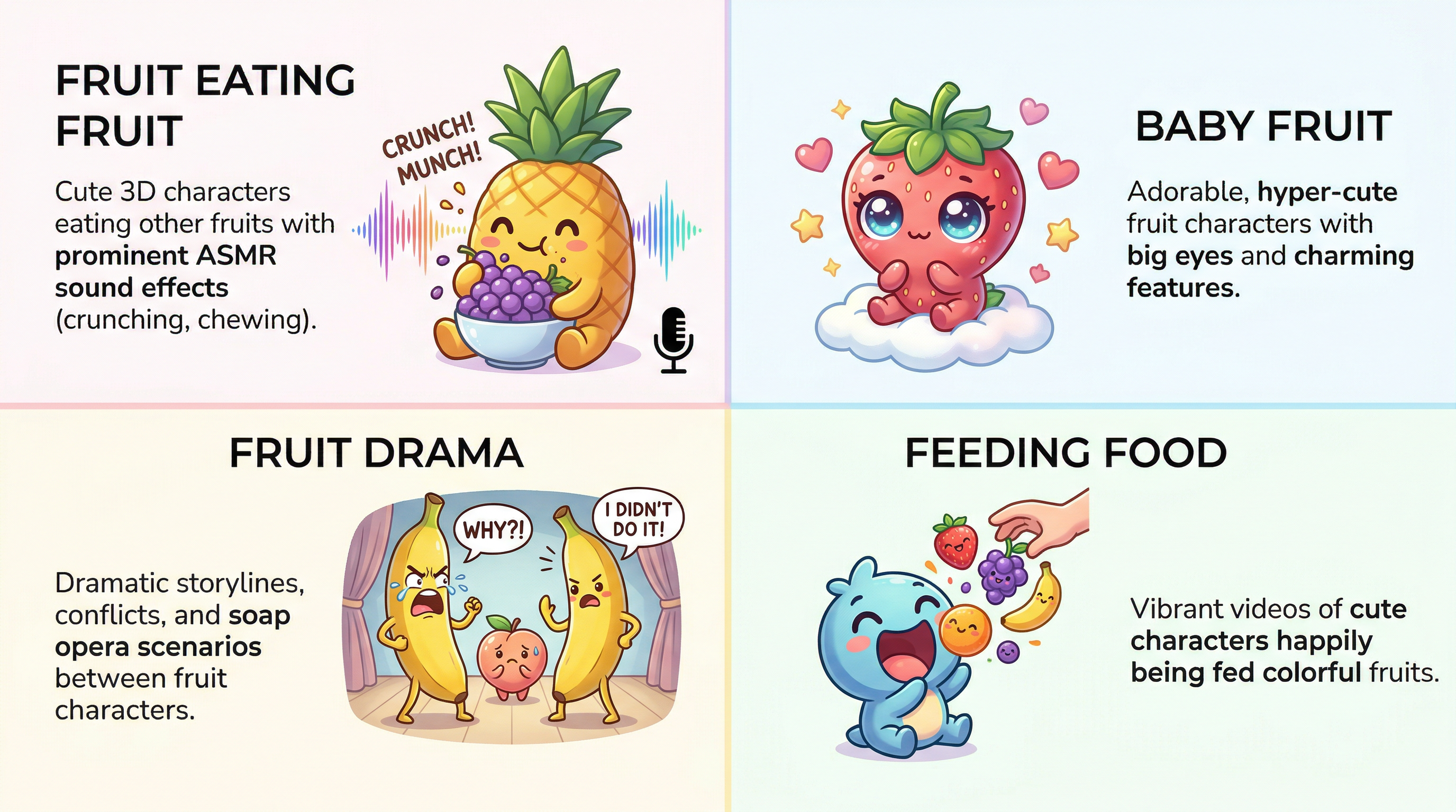 Four types of AI fruit video trends