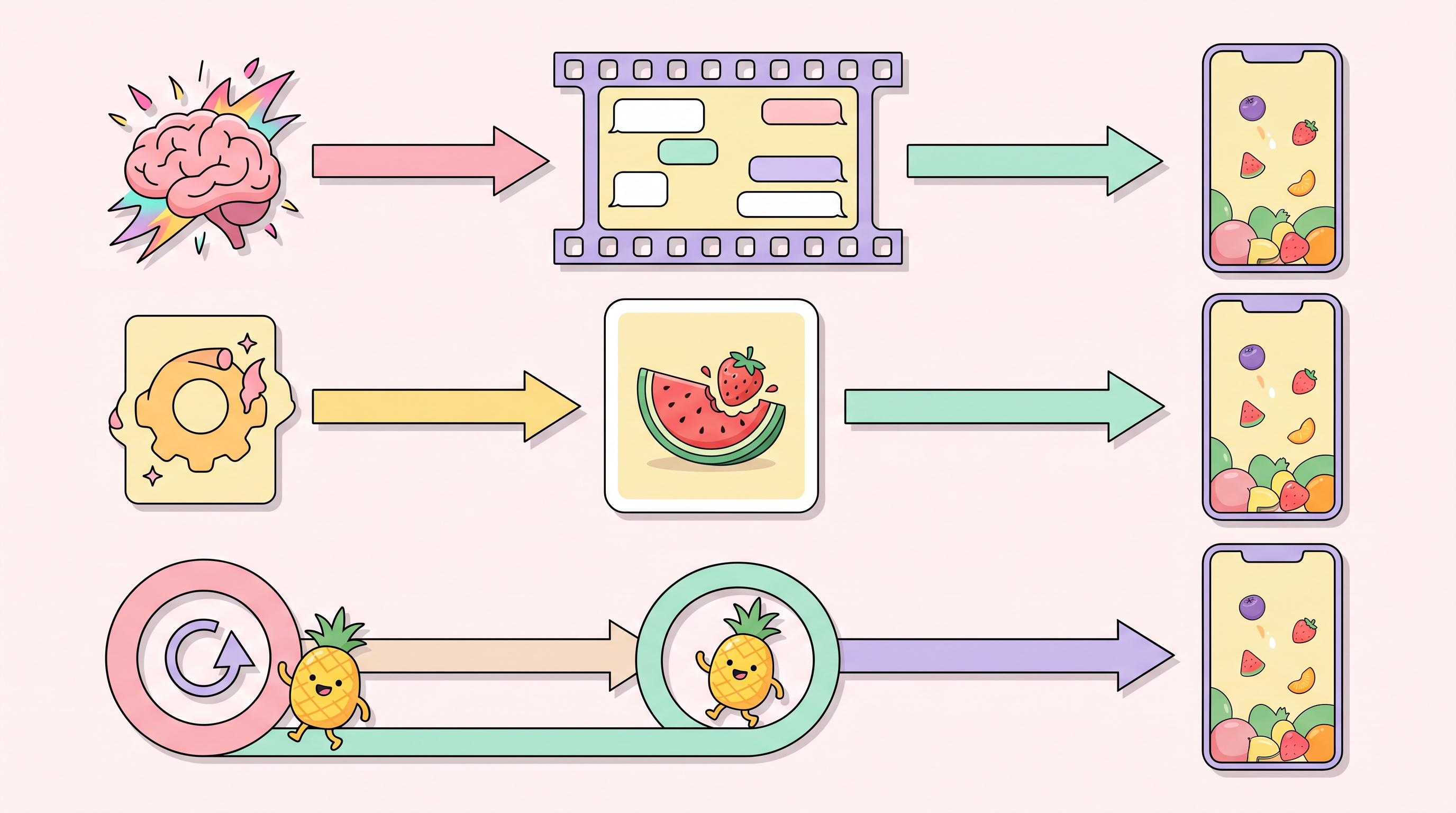 Three paths to a fruit video: Gemini Omni, Wan 2.5 template, Hailuo fast iteration