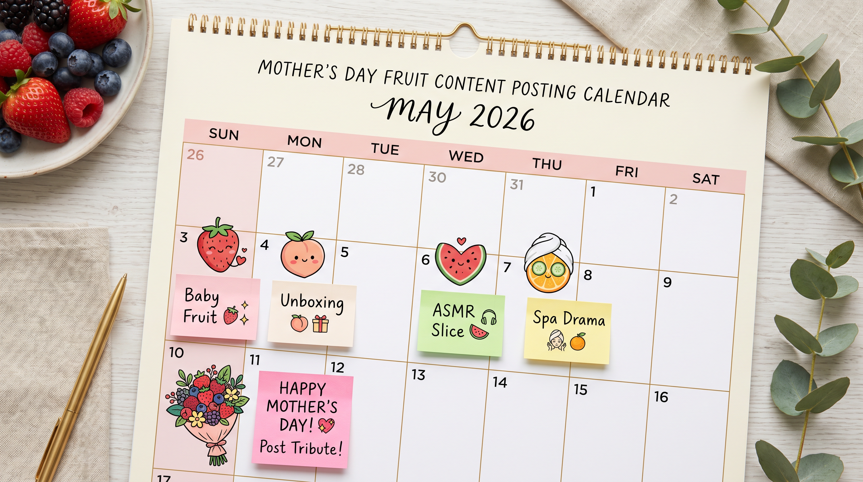 Mother's Day fruit content posting schedule